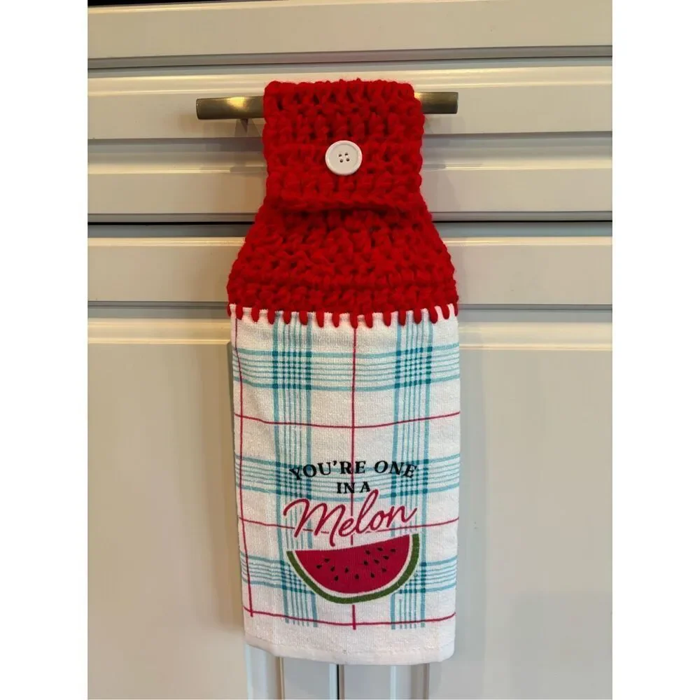 Crochet Top Kitchen Towel-You’re one in a melon